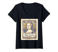 Mujer María Teresa - Monarquía de la Reina Habsburgo Emperatriz Romana Santa Camiseta Cuello V