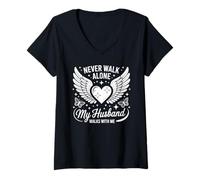 Mujer Marido Camina Conmigo Viuda afligida Esposa Camiseta Cuello V