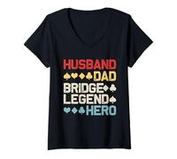 Mujer Marido y papá Bridge Legend Hero Design Camiseta Cuello V