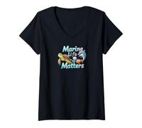 Mujer Marine Life Matters Ocean Conservation Sea Animals Camiseta Cuello V