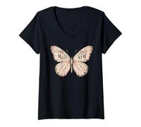 Mujer Mariposa cristiana hecha un nuevo verso para el regalo de los amantes Camiseta Cuello V