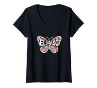 Mujer Mariposa de El Paso - Texas Desert City Nombre Palabra Arte Camiseta Cuello V