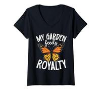 Mujer Mariposa Monarca Estética Naranja Diseño Naturaleza Mariposas Camiseta Cuello V