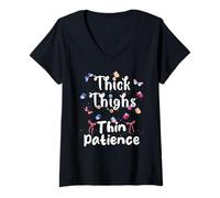 Mujer Mariposa Muslos Paciencia Gen Zer Big Sis Novia Esposa Camiseta Cuello V