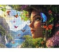 Mujer Mariposa Puzzle 6000 Piezas Adultos, Rompecabezas con Letras en la Parte Posterior - Piezas Que Encajan Perfectamente, Reto de Concentración, Regalo para Mujer y Decor, 179.5 x 105.5 cm w0-694