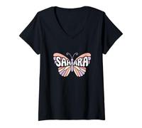 Mujer Mariposa Sahara - Personalizado Lindo Nombre Palabra Arte Camiseta Cuello V