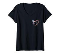 Mujer Mariposas Coraje Conciencia Apoyo Inspirador Camiseta Cuello V