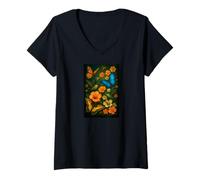 Mujer Mariposas polinizadoras, Abejas, colibríes Entre Flores Camiseta Cuello V