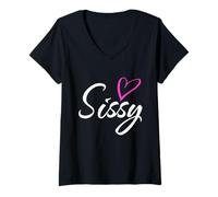 Mujer Mariquita con corazón rosa, regalo divertido para tía, abuela, mamá Camiseta Cuello V