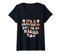 Mujer Marisa Personalized Name Beautiful Day Marisa Birthday Camiseta Cuello V