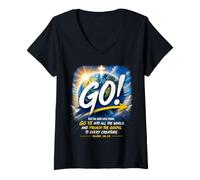 Mujer Mark 16:15 Go Into All The World and Preach The Gospel Camiseta Cuello V