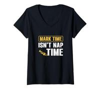 Mujer Mark Time no es Hora de la Siesta Funny Marching Band Directores Musicales Camiseta Cuello V