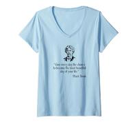Mujer Mark Twain Camisa Mark Twain cita del día más hermoso Camiseta Cuello V