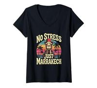 Mujer Marrakech Camel Sunset Morocco Flag Marrakesh Lovers Camiseta Cuello V