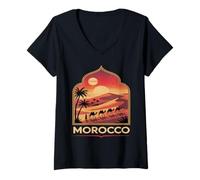 Mujer Marruecos hospitalidad confort salud arte historia fútbol aficionados Camiseta Cuello V