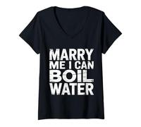 Mujer Marry Me I Can Boil Water Propuesta de Cocina Básica - Camiseta Cuello V