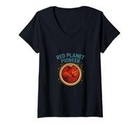 Mujer Mars Red Planet Pioneer Cool Astronauta para hombre Camiseta Cuello V