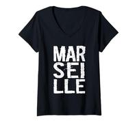 Mujer Marsella, Francia, Provenza, Costa Azul, Ródano, Europa Camiseta Cuello V