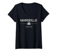 Mujer Marsella Francia Viaje a Francia Regalo de Marsella Camiseta Cuello V