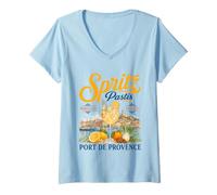 Mujer Marsella Pastis Spritz Vacaciones en la Costa de Provenza Camiseta Cuello V