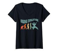 Mujer Martial-Arts chigong meditaciones Thai-chi Vintage Qigong Camiseta Cuello V