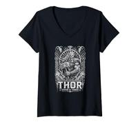Mujer Martillo de Thor del Dios Vikingo del Trueno Norse Lightning Power Camiseta Cuello V