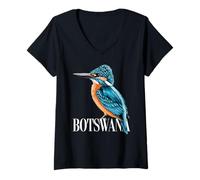 Mujer Martín pescador de malaquita de Botswana para amantes de las aves y la vida silvestre Camiseta Cuello V