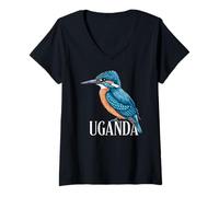 Mujer Martín pescador malaquita de Uganda para amantes de las aves y la vida silvestre Camiseta Cuello V
