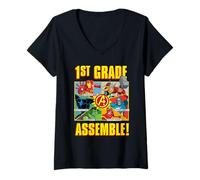 Mujer Marvel Avengers 1st Grade Assemble! First Day Back to School Camiseta Cuello V