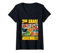 Mujer Marvel Avengers 2nd Grade Assemble! First Day Back to School Camiseta Cuello V