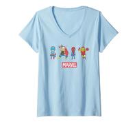 Mujer Marvel Avengers Captain America Thor Iron Man Spidey Pop Art Camiseta Cuello V