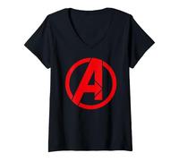 Mujer Marvel Avengers Classic Minimalist Red Team Large Chest Logo Camiseta Cuello V