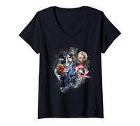 Mujer Marvel Avengers Doomsday Doom and Heros Head Shot Portraits Camiseta Cuello V