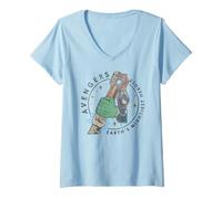 Mujer Marvel Avengers Earth's Mightiest Heros Forms Team Logo Camiseta Cuello V