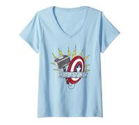 Mujer Marvel Avengers Endgame Worthy Thor's Hammer & Cap's Shield Camiseta Cuello V