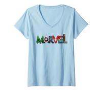 Mujer Marvel Avengers Ensemble Symbols Forming Classic Marval Logo Camiseta Cuello V