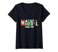 Mujer Marvel Avengers Family Trip Matching Vacation Logo Camiseta Cuello V
