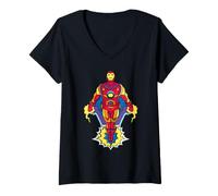 Mujer Marvel Avengers Iron-Man Pop Art Stylized Flying Portrait Camiseta Cuello V