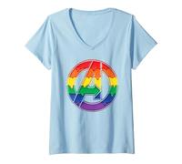 Mujer Marvel Avengers Logo Symbol Dripping with Rainbow Colors Camiseta Cuello V