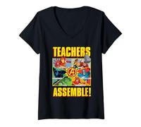 Mujer Marvel Avengers Teachers Assemble! First Day Back to School Camiseta Cuello V