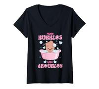 Mujer Marvel Baby Groot Bath More Bubbles Less Troubles Self Care Camiseta Cuello V