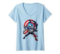 Mujer Marvel Captain America with The Venom Symbiote Symbol Camiseta Cuello V