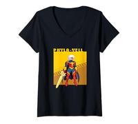 Mujer Marvel Cosmic Invasion Game Phyla-Vell Retro Pixel Graphics Camiseta Cuello V