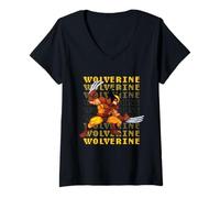 Mujer Marvel Cosmic Invasion Game Wolverine Retro Pixel Graphics Camiseta Cuello V