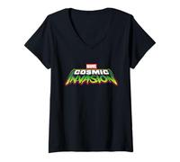 Mujer Marvel Cosmic Invasion Logo Official Game Camiseta Cuello V