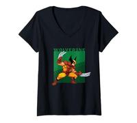 Mujer Marvel Cosmic Invasion X-Men Wolverine Retro Pixel Graphics Camiseta Cuello V