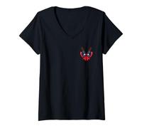 Mujer Marvel Deadpool Coquette Style Cute Fashion Bow Pocket Art Camiseta Cuello V