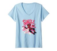Mujer Marvel Deadpool Valentine's Day Single & Ready 2 Mingle Logo Camiseta Cuello V