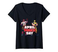 Mujer Marvel Deadpool & Wolverine April Pool's Day Team-Up Camiseta Cuello V