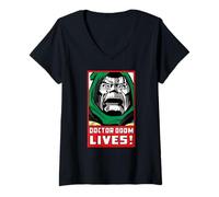 Mujer Marvel Doctor Doom Lives! Classic Vintage Retro Comic Art Camiseta Cuello V